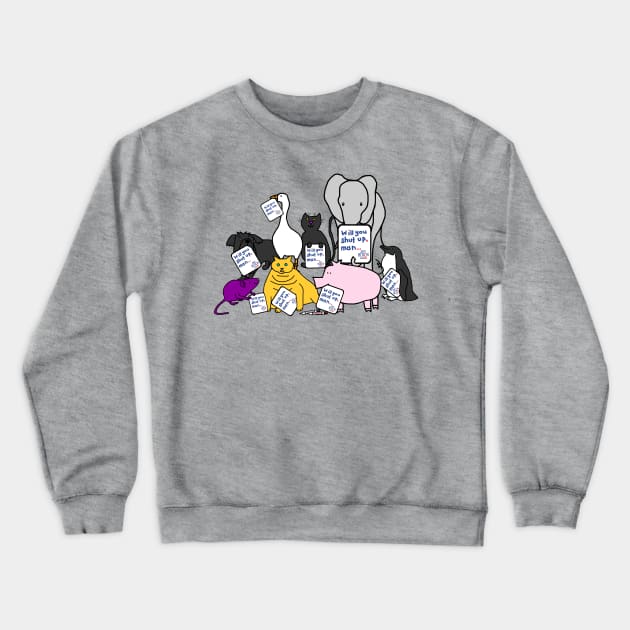 Group of Cute Animals with Joe Biden First Debate Quote Crewneck Sweatshirt by ellenhenryart